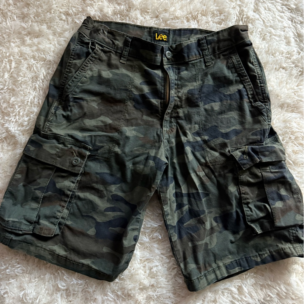Lee Green Camouflage Cargo Shorts